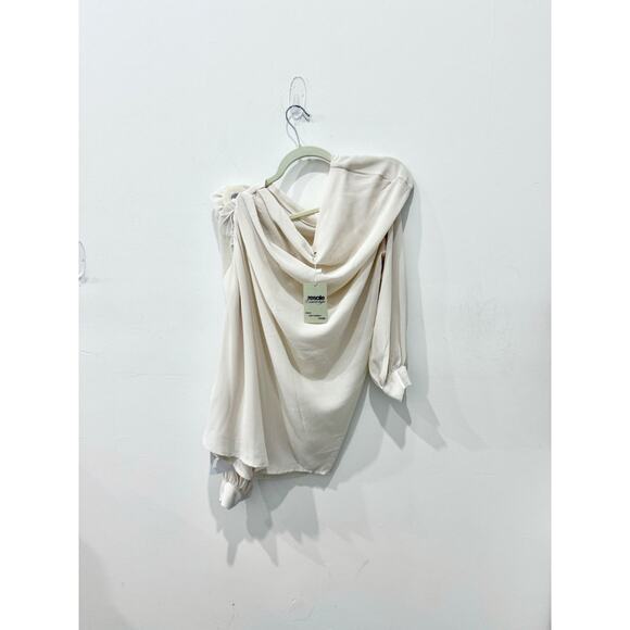 NWT Commense Chiffon Semi-Sheer One Shoulder Asymmetrical Blouse Apricot Size S - Picture 4 of 6